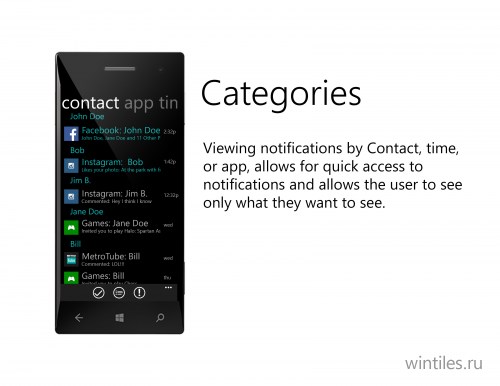 Ещё один концепт Центра уведомлений для Windows Phone 8.1