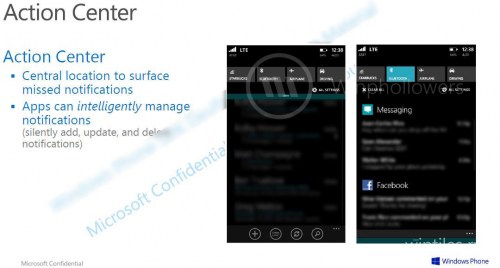 Реальные скриншоты центра уведомлений Windows Phone 8.1