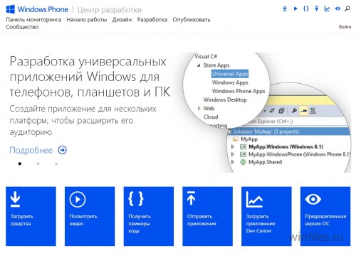 Windows Phone Dev Center теперь доступен и на русском языке