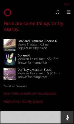 Cortana ���������� ����������� � � ������ ������� ��������� �� ����� � ��������������