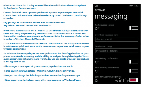 Windows Phone 8.1 Update 2 уже на подходе (Обновлено)
